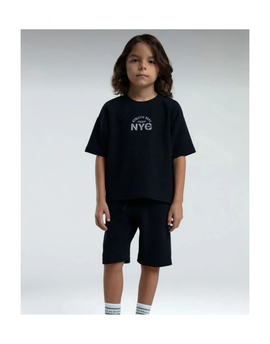 Erkek Çocuk Bermuda Takım Waffle Örme Kumaş