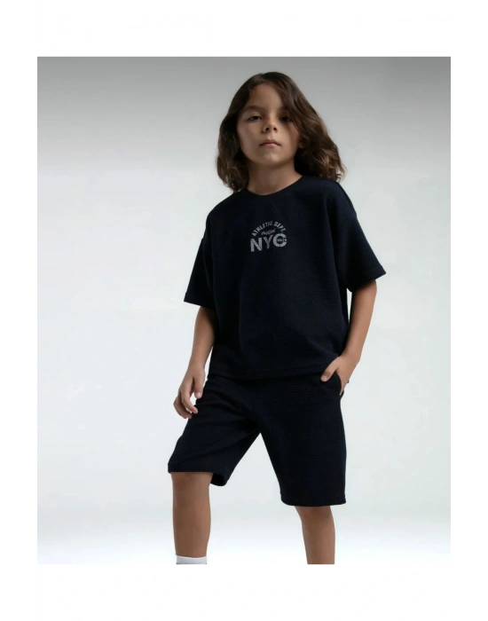 Erkek Çocuk Bermuda Takım Waffle Örme Kumaş