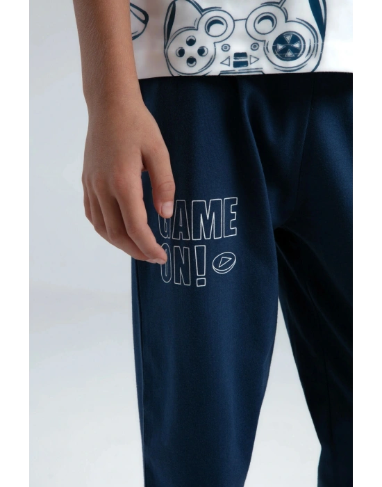 Erkek Çocuk Beyaz Kısa Kol Pijama Takım