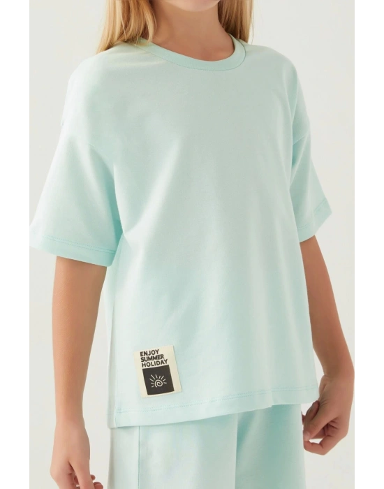 Kız Çocuk Yeşil Şort Takım