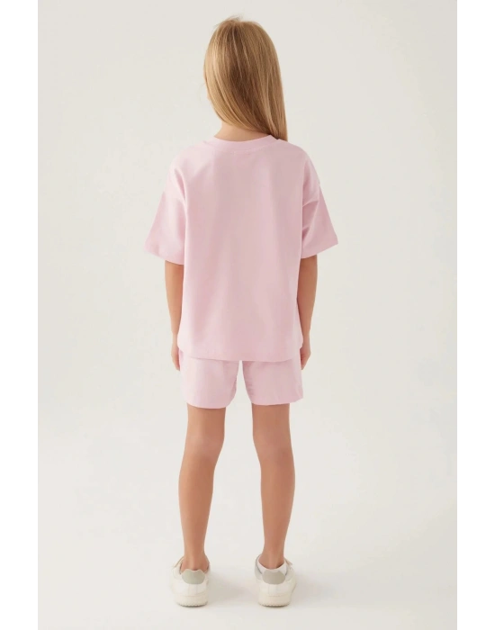 KIZ ÇOCUK ŞORT TAKIM - TOZ PEMBE