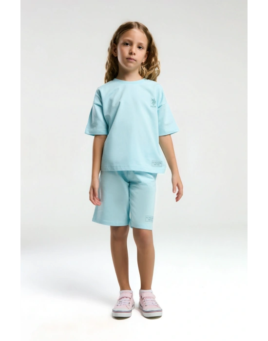 U.S. Polo Assn. Kız Çocuk Mavi Bermuda Takım