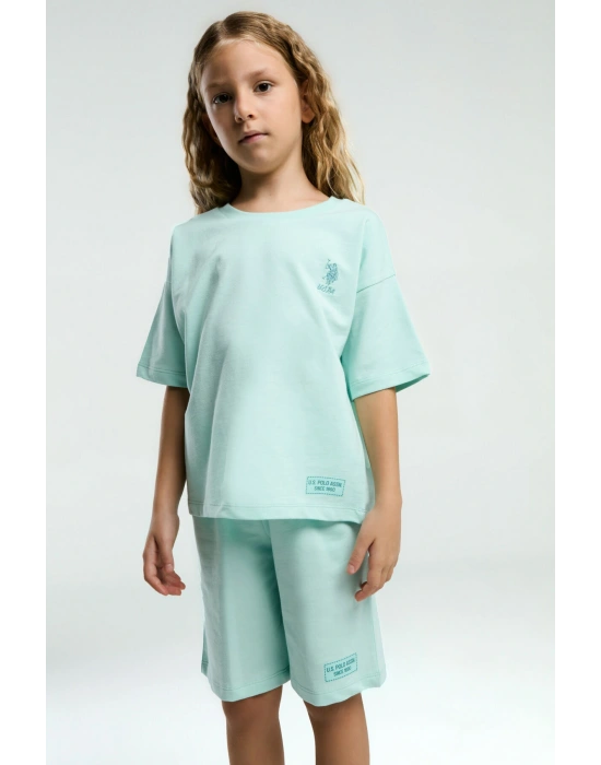 Kız Çocuk Mavi Bermuda Takım