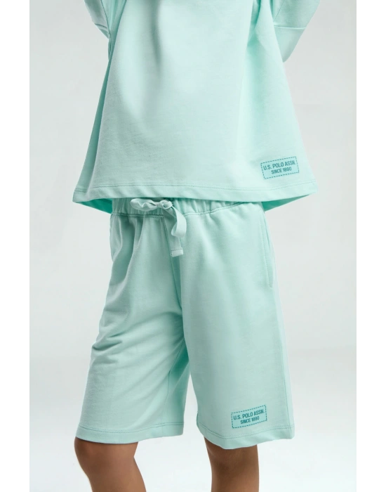 Kız Çocuk Mavi Bermuda Takım