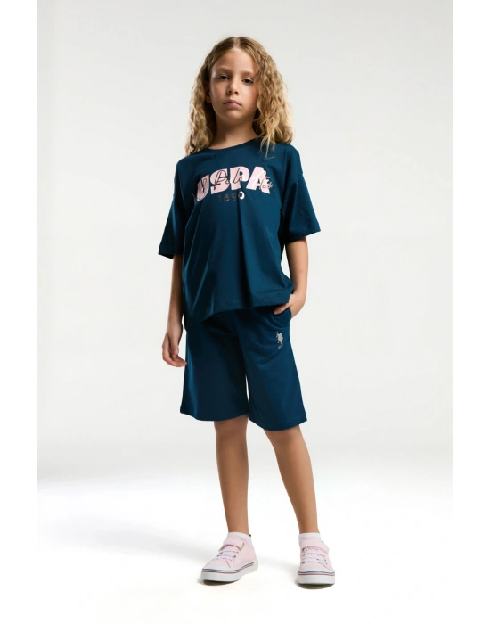 U.S. Polo Assn. Kız Çocuk Lacivert Bermuda Takım