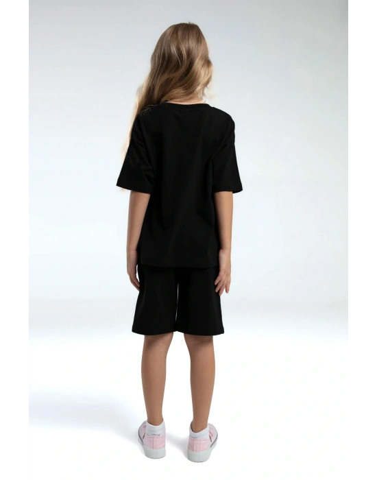 Kız Çocuk Siyah Bermuda Takım