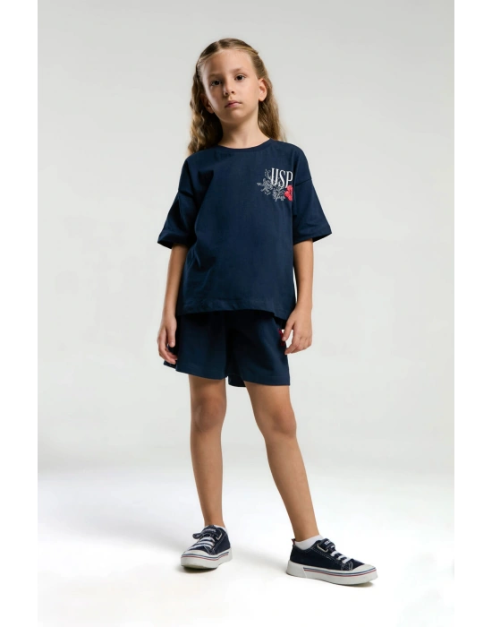 Kız Çocuk Lacivert Şort Takım