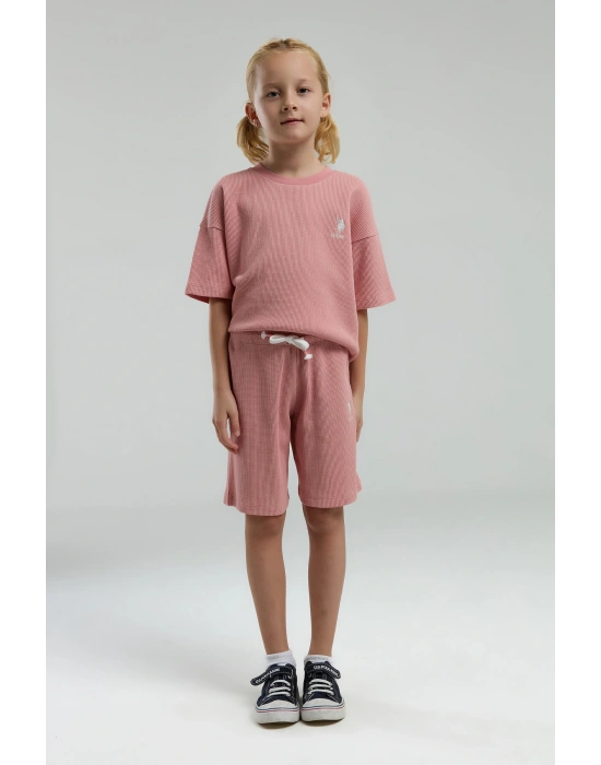 Kız Çocuk Pembe Bermuda Takım