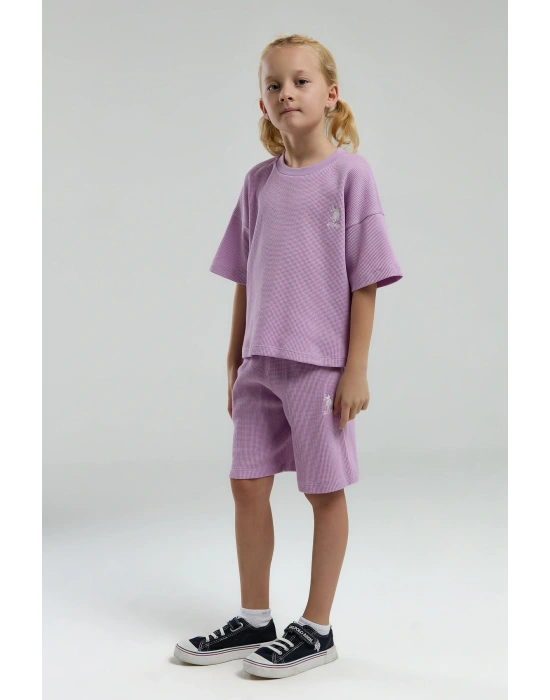 U.S. Polo Assn. Kız Çocuk Mor Bermuda Takım