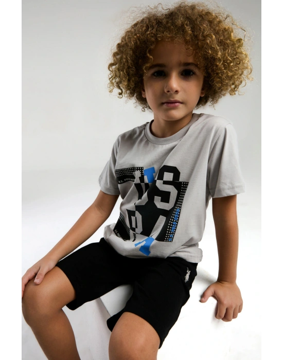 U.S. Polo Assn. Erkek Çocuk Gri Bermuda Takım