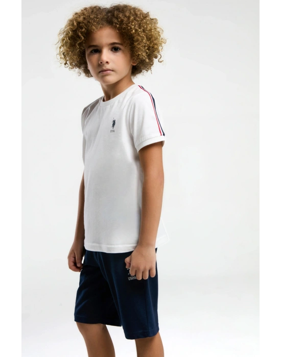 Erkek Çocuk Beyaz Bermuda Takım