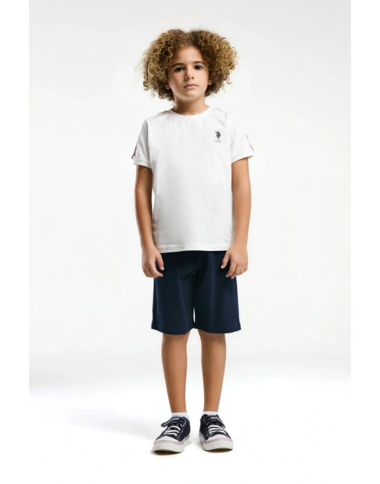 Erkek Çocuk Beyaz Bermuda Takım