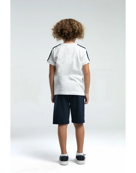 Erkek Çocuk Beyaz Bermuda Takım