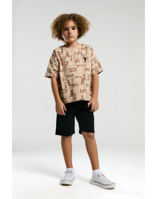 Erkek Çocuk Krem Bermuda Takım