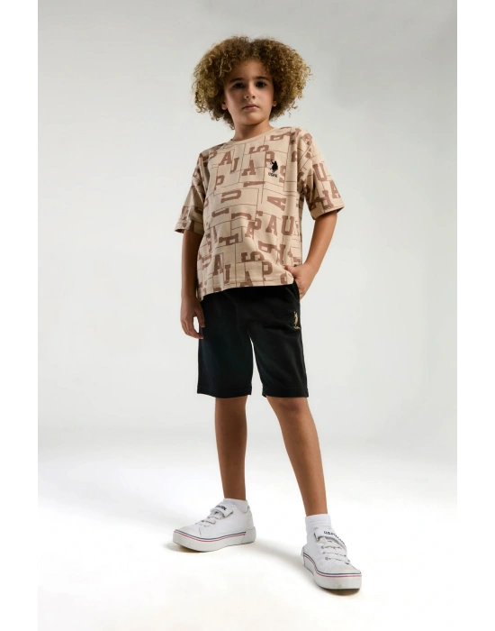 Erkek Çocuk Krem Bermuda Takım