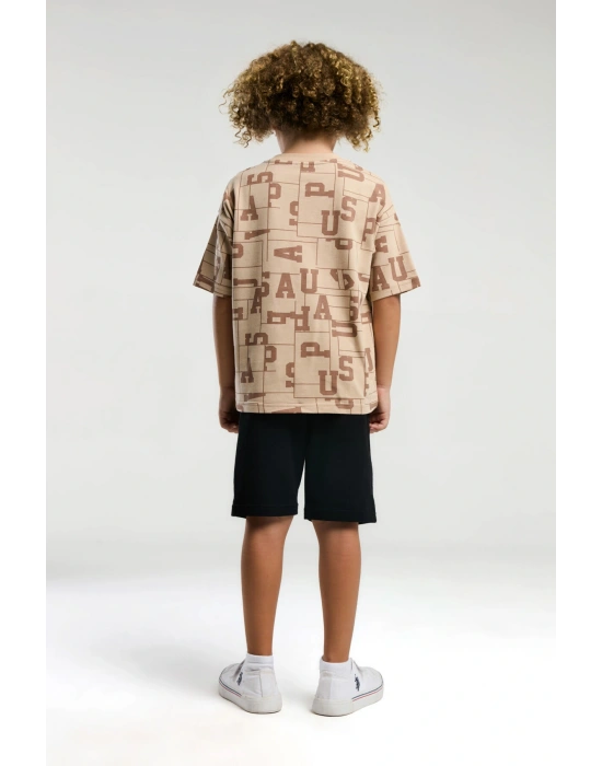 Erkek Çocuk Krem Bermuda Takım