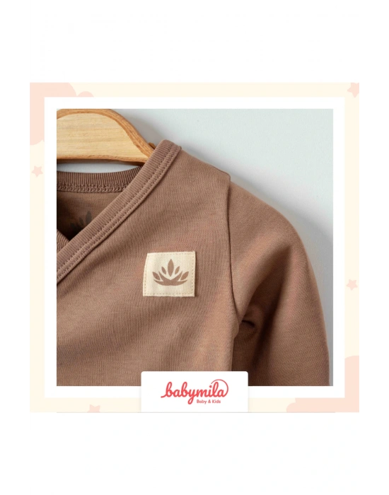 Yenidoğan Bebek Için Organik Pamuklu 10 Parça Hastane Çıkışı Seti - Zıbın Ve Tulum Takımı Kahve