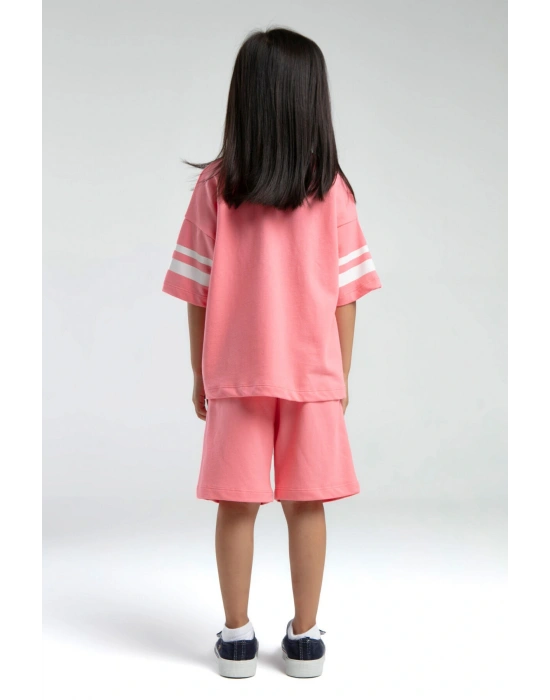 Kız Çocuk Pembe Bermuda Takım