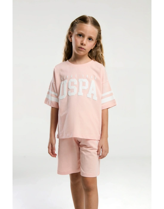 U.S. Polo Assn. Kız Çocuk Pembe Bermuda Takım
