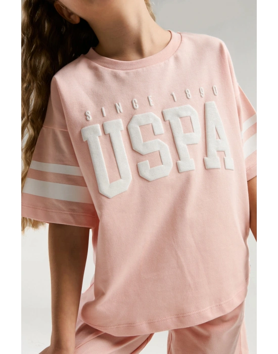 U.S. Polo Assn. Kız Çocuk Pembe Bermuda Takım