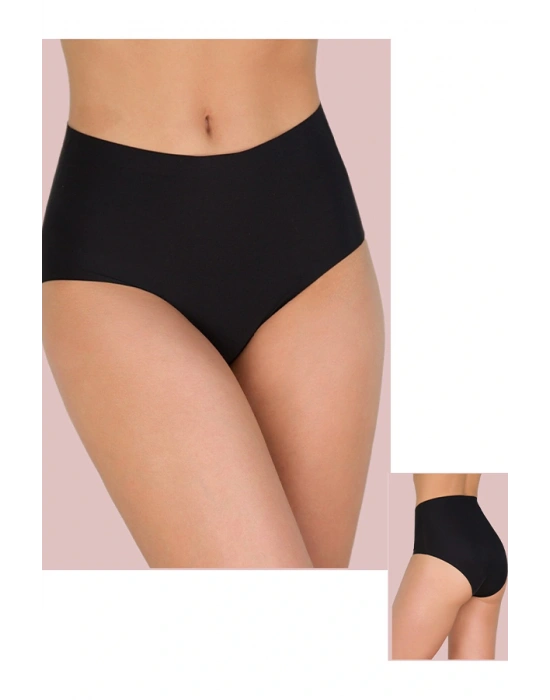 Yüksek Bel Lazer Kesim Bato Silikonlu Kaydırmaz Slip Lazer Külot Korse