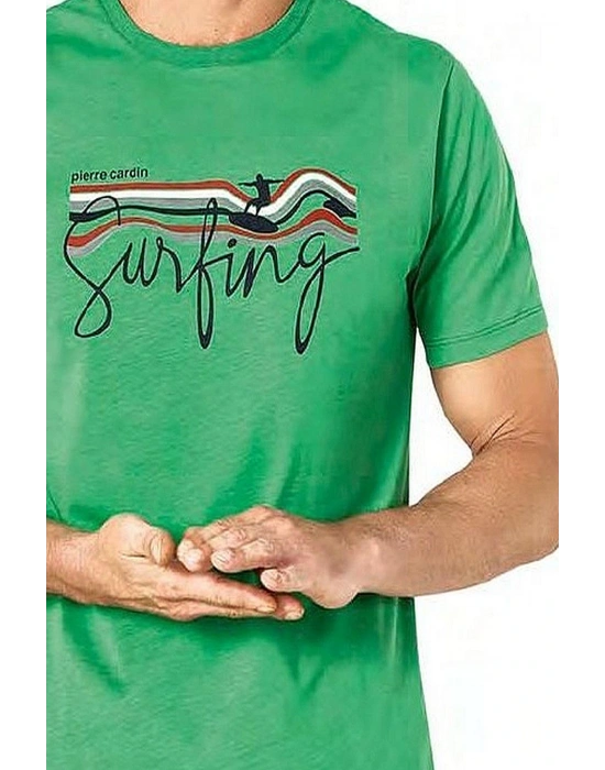 6073 Erkek Kısa Kollu Şortlu Pijama Takım-Yeşil