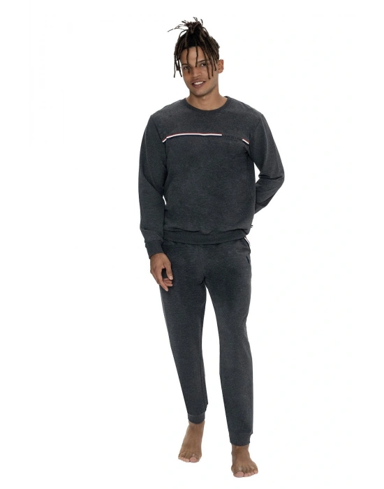 U.s Polo Assn. 18921 Erkek Uzun Kollu Bisiklet Yaka Rahat Ev giyim-Antrasitmelanj