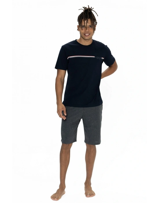 U.s Polo Assn. 18865 Erkek Kısa Kollu Bisiklet Yaka Şortlu Pijama Takımı-Lacivert