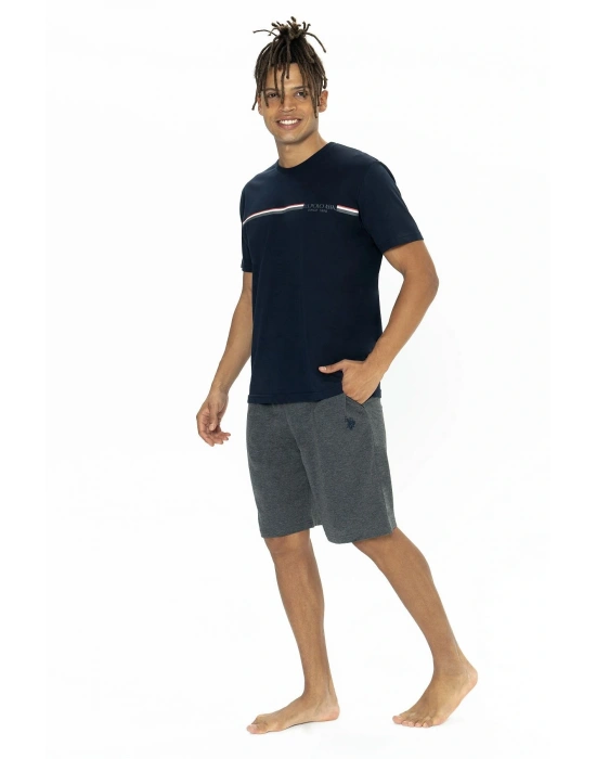 U.s Polo Assn. 18865 Erkek Kısa Kollu Bisiklet Yaka Şortlu Pijama Takımı-Lacivert