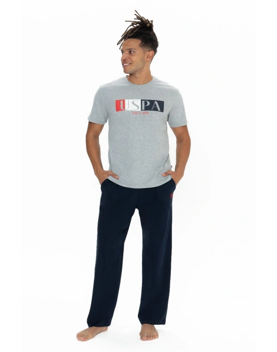 U.s Polo Assn. 18899 Erkek Kısa Kollu Bisiklet Yaka Pijama Takımı-Gri