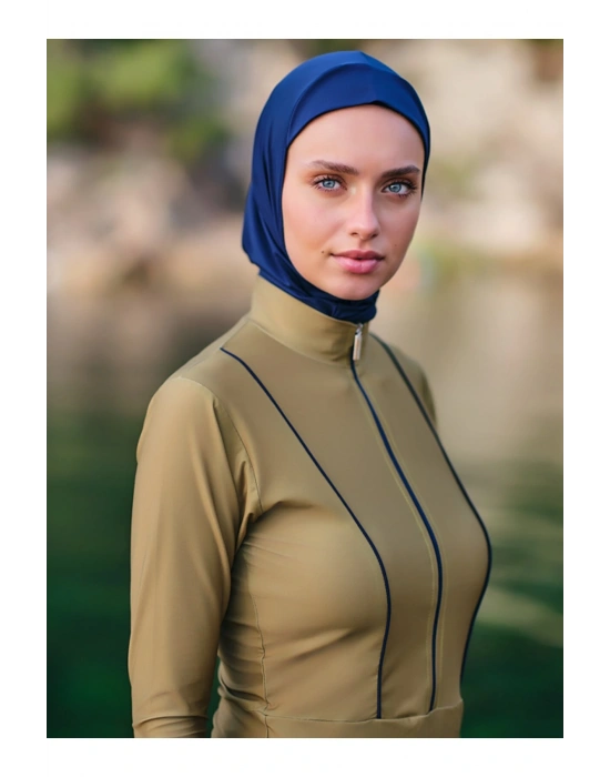 Biye Detaylı Anvelop Etekli Tesettür Mayo - Yeşil -