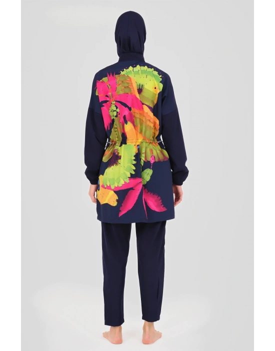 Panama Arkası Desenli Tesettür Mayo