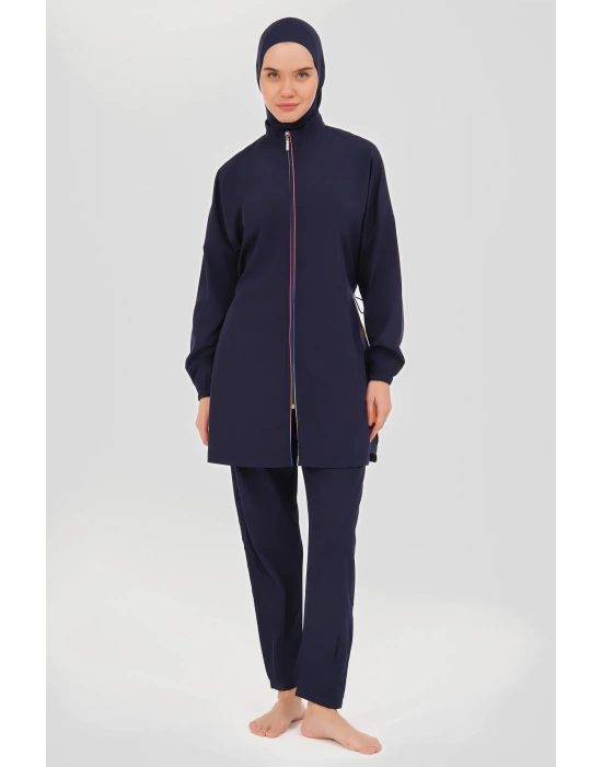 Panama Arkası Desenli Tesettür Mayo