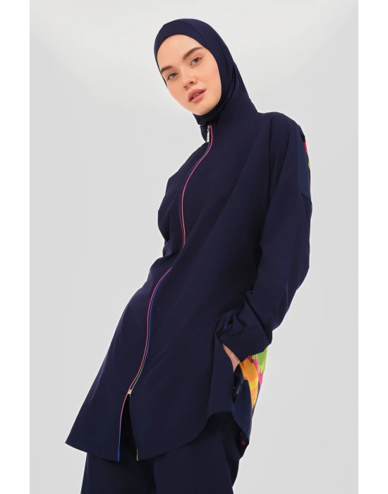 Panama Arkası Desenli Tesettür Mayo