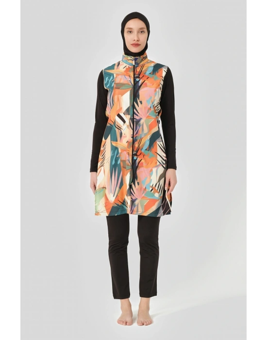 Doğa Desenli Tesettür Mayo