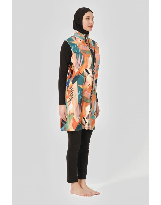 Doğa Desenli Tesettür Mayo
