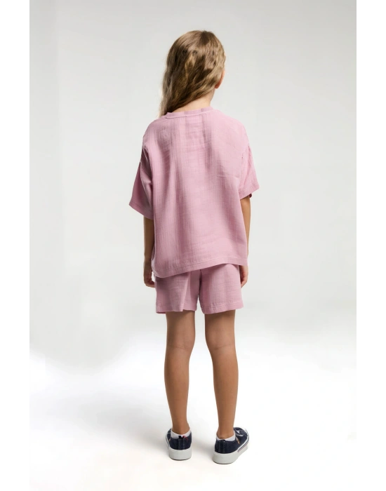 U.S. Polo Assn. Kız Çocuk Pembe Şort Takım