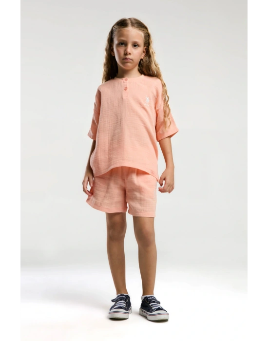 U.S. Polo Assn. Kız Çocuk Turuncu Şort Takım