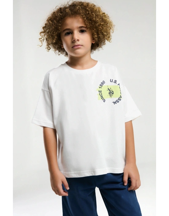 Erkek Çocuk Beyaz Bermuda Takım