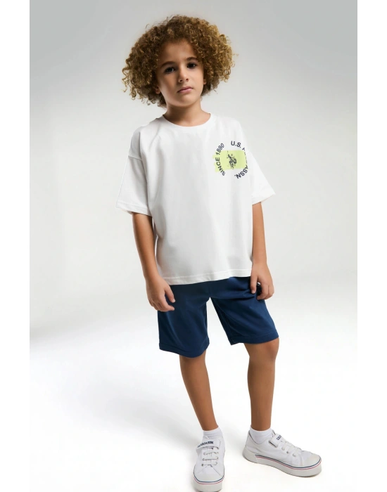 Erkek Çocuk Beyaz Bermuda Takım