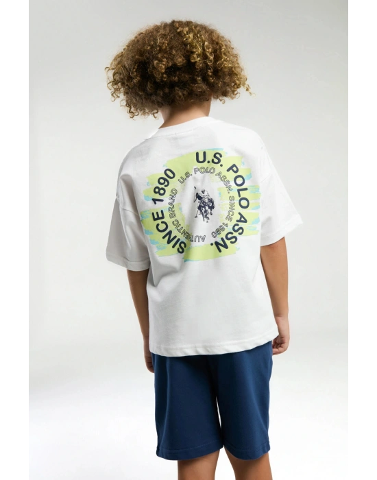 Erkek Çocuk Beyaz Bermuda Takım