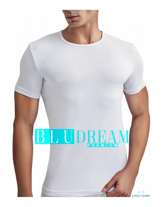 Erkek 2li Ekonomik Paket Beyaz Bambu Bisiklet Yaka Kısa Kollu Fanila Atlet