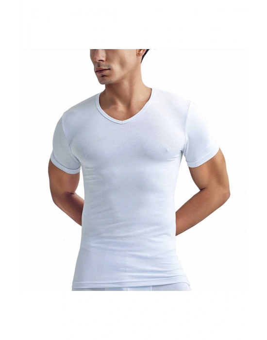 Erkek 2li Ekonomik Paket Beyaz Bambu V Yaka Kısa Kollu Fanila Atlet