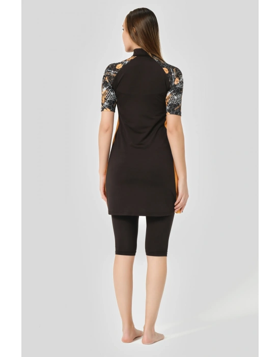 Fermuarlı Fit Yarım Kol Yarı Kapalı Mayo