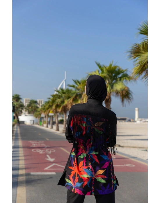 Arkası Püskül Süslemeli Tesettür Mayo