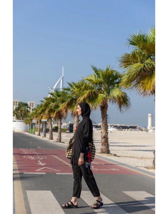 Arkası Püskül Süslemeli Tesettür Mayo