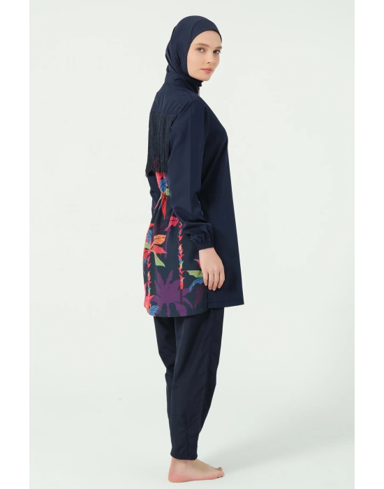 Arkası Püskül Süslemeli Tesettür Mayo