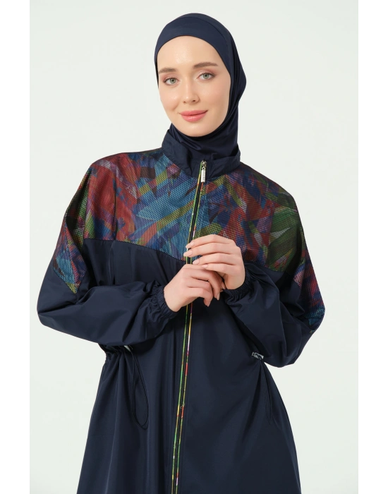 File Detaylı Oversize Uzun Tesettür Mayo