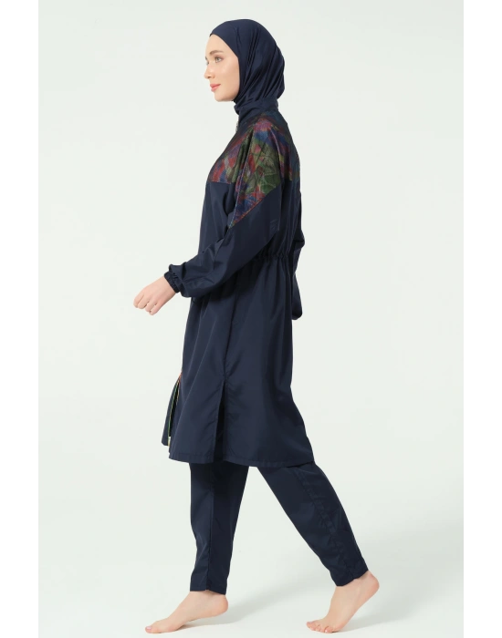 File Detaylı Oversize Uzun Tesettür Mayo