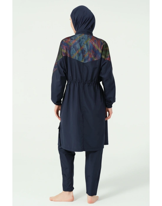 File Detaylı Oversize Uzun Tesettür Mayo